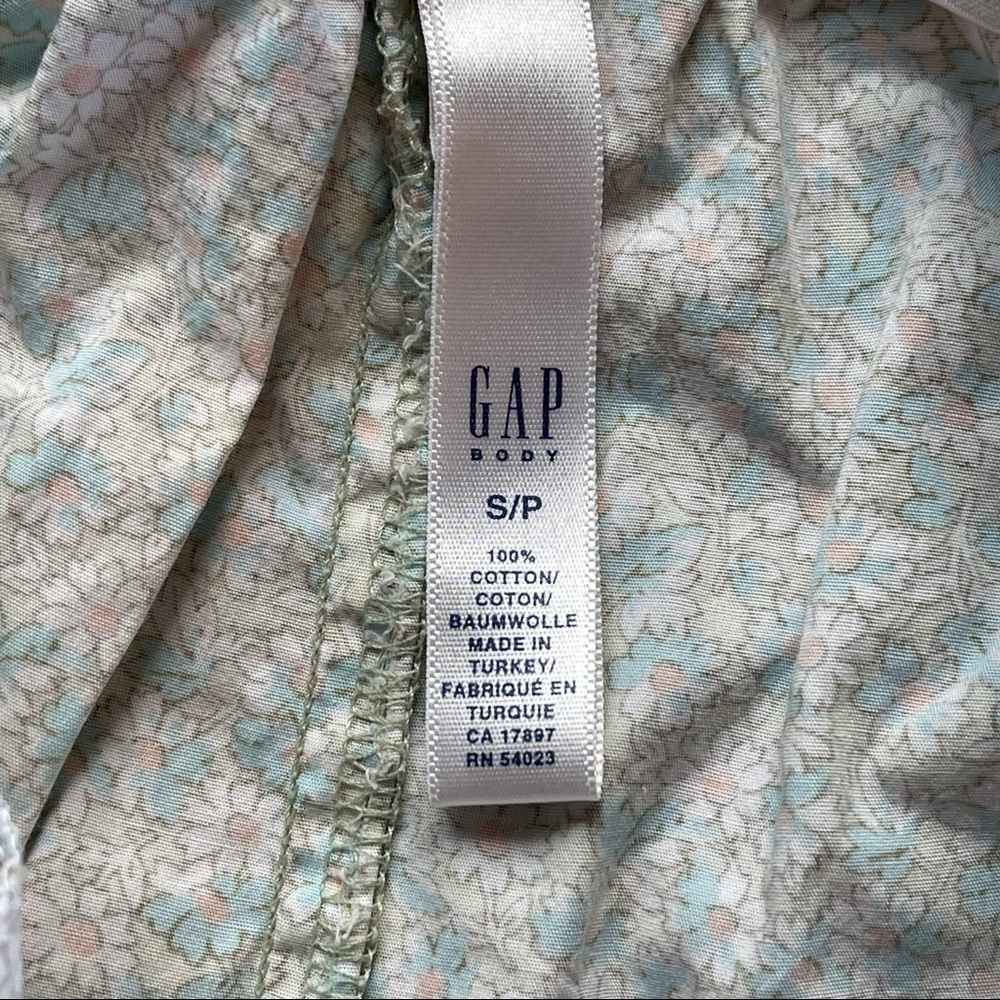 GAP green pajama shorts w/pink & blue floral pattern 100% cotton size SP - Picture 12 of 12
